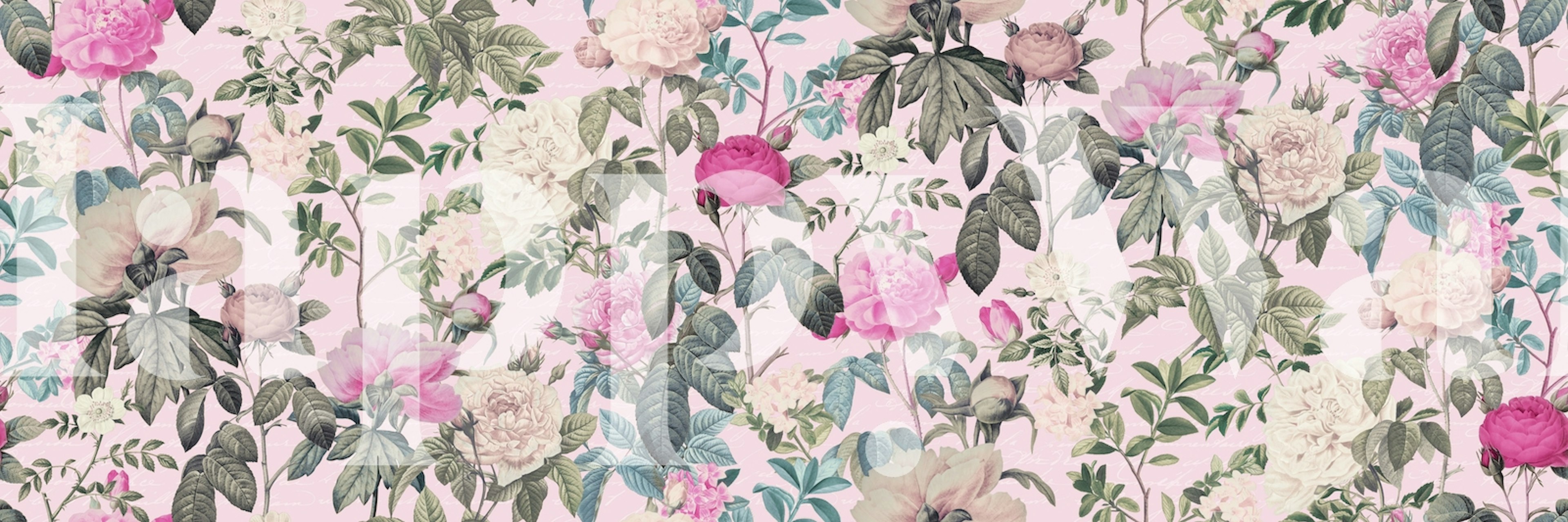 Σχεδίαση ταπετσαρίας λουλουδιών Pink Flower Romance σε ένα δωμάτιο