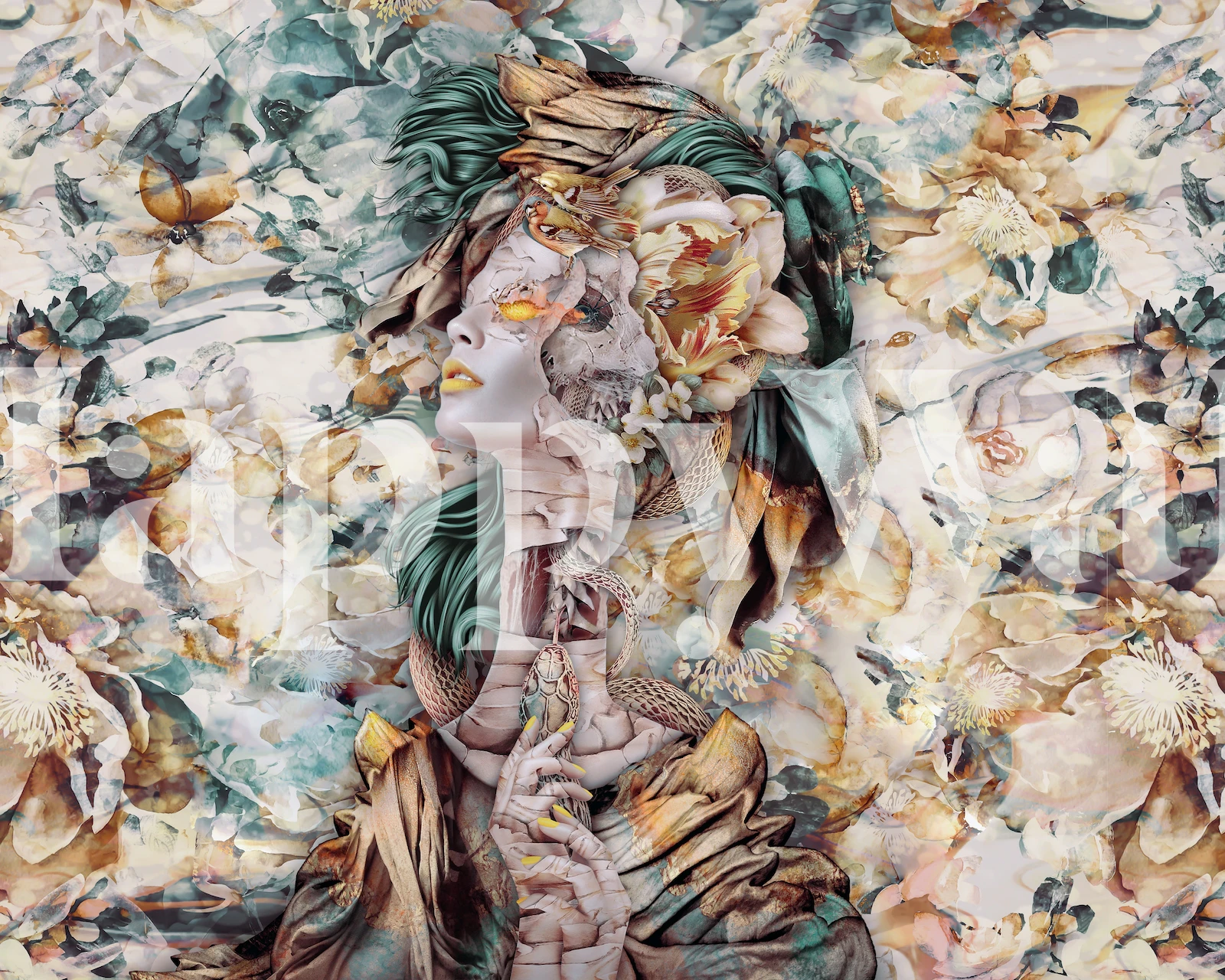 Artistic Queen of Snakes IV Decor Wallpaper