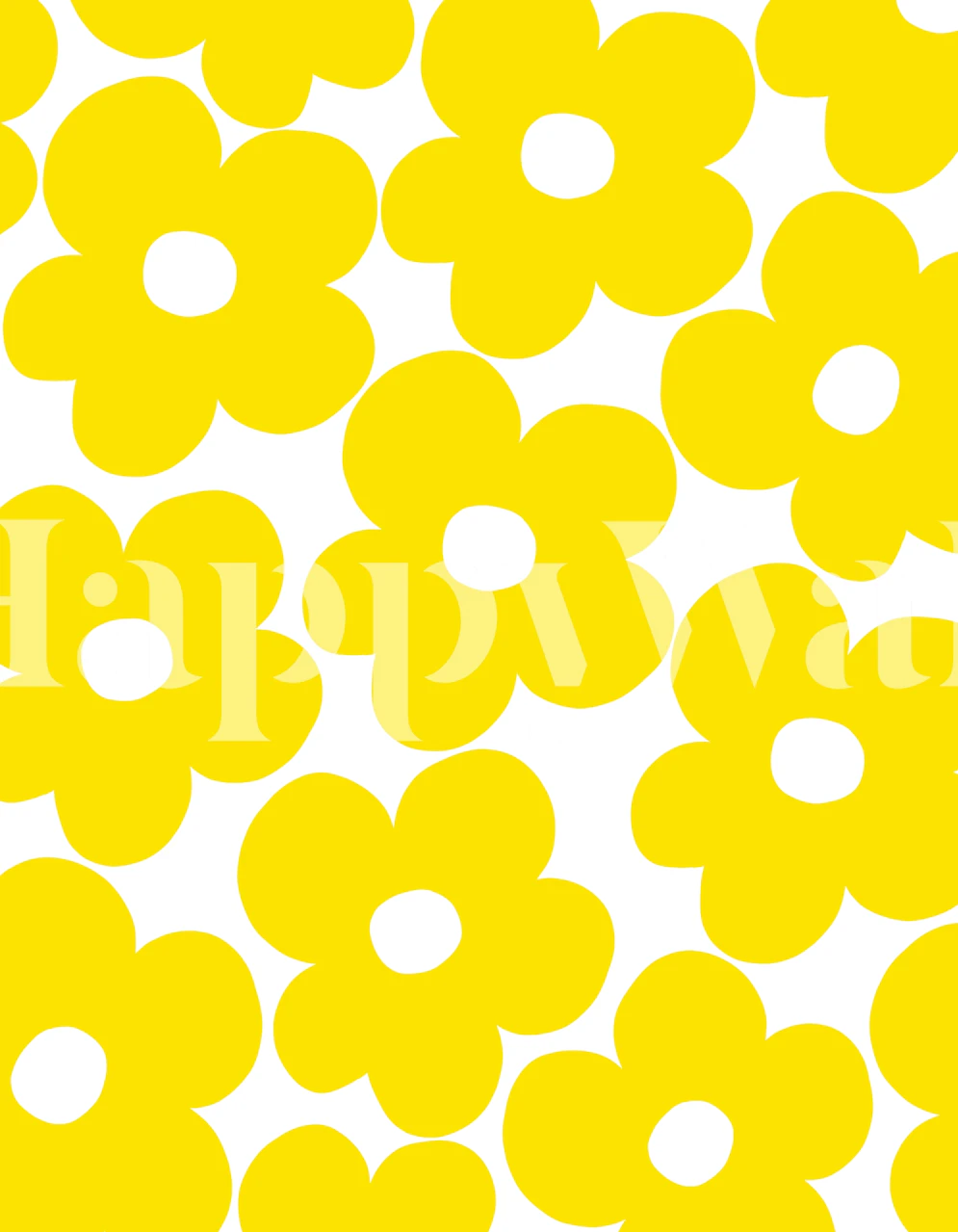 Retro Neon Yellow Daisies wallpaper in a room