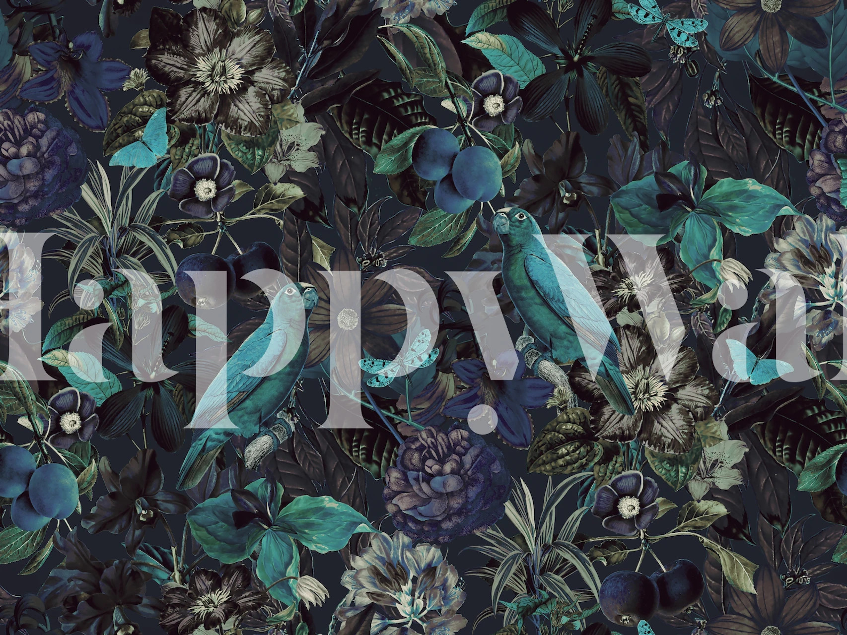 Dark Teal Jungle Paradise tapetdesign