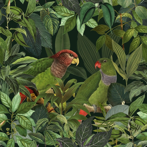 Green Parrots Jungle Paradise