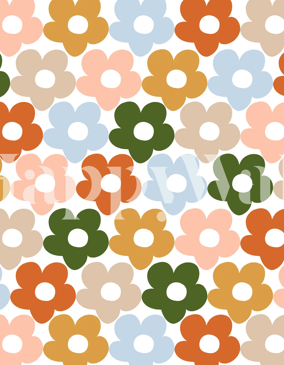 Retro Daisy Pattern Dream 2 wallpaper in a room