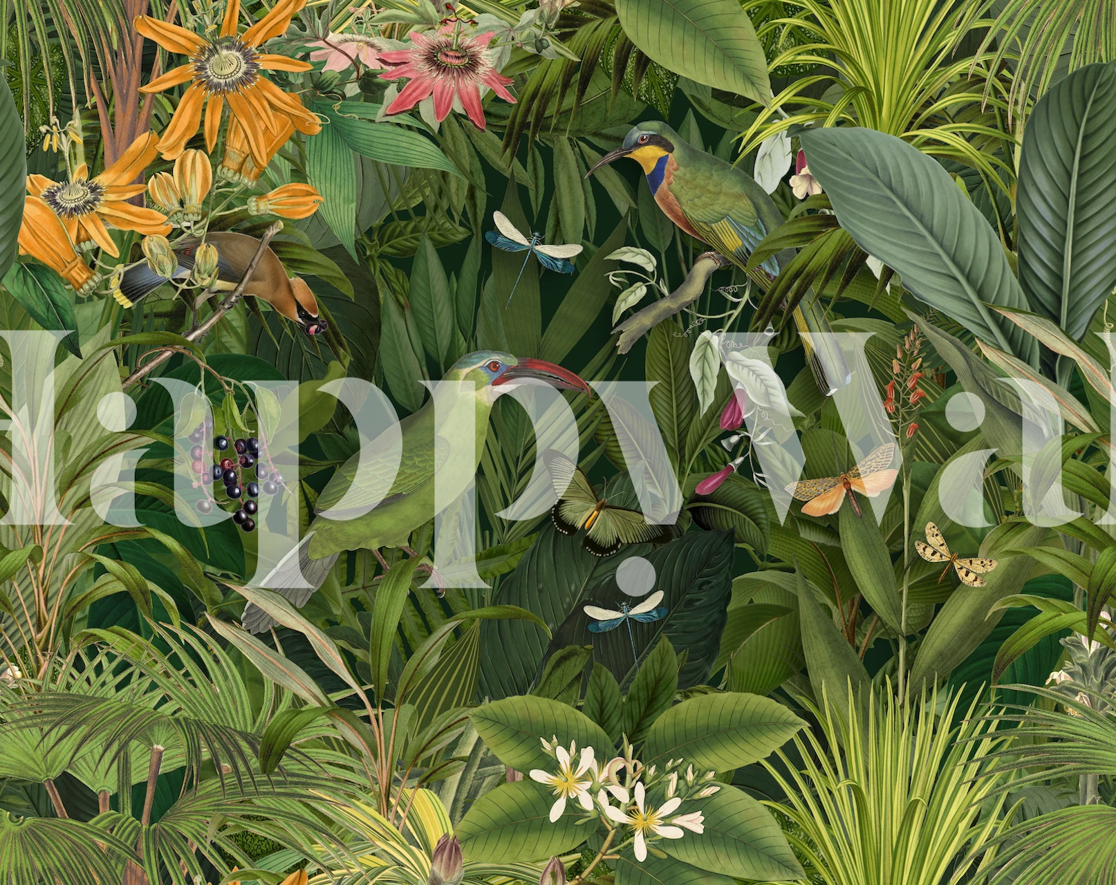 Emerald Jungle Paradise wallpaper in a room