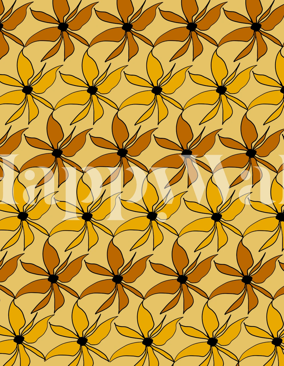 Abstract florals pattern wallpaper in a room