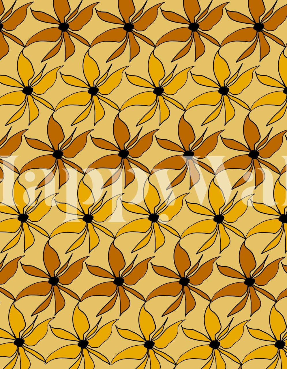 Abstract florals pattern wallpaper in a room