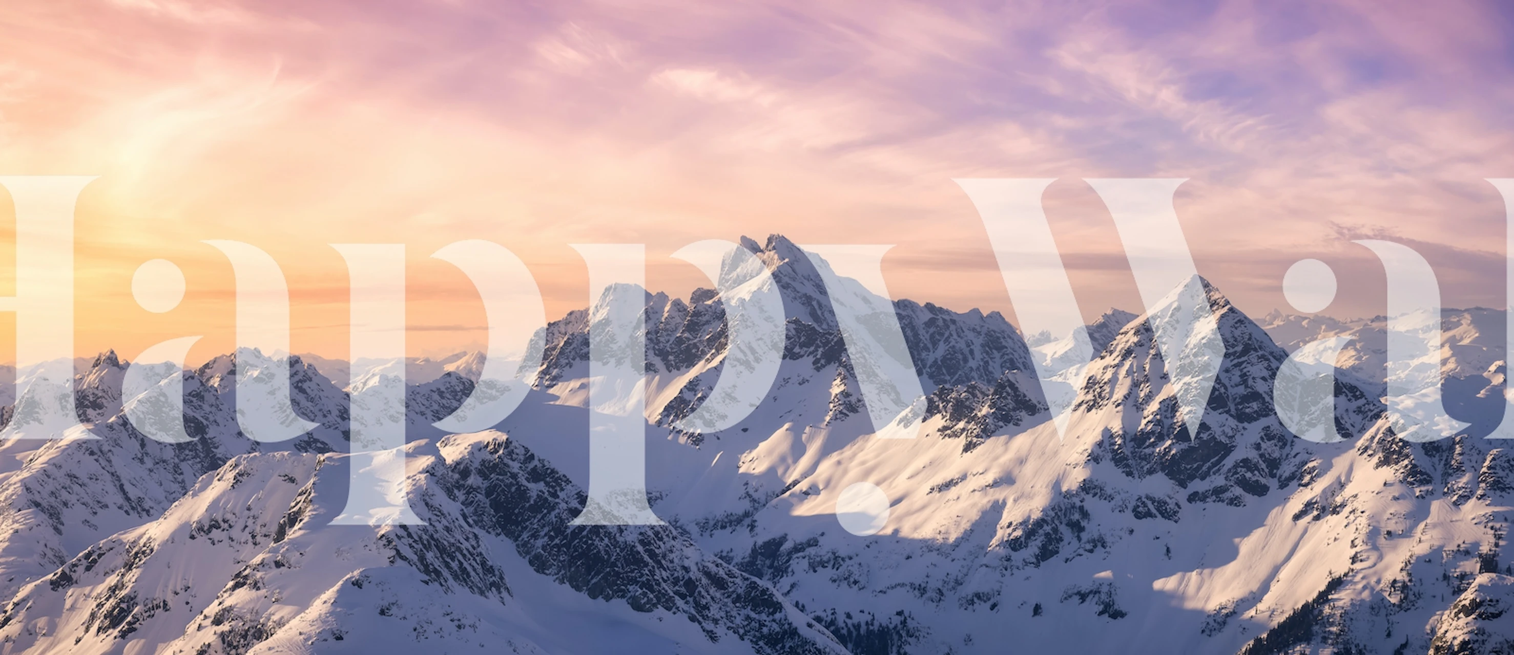 Snowy mountain landscape with purple sunset wallpaper