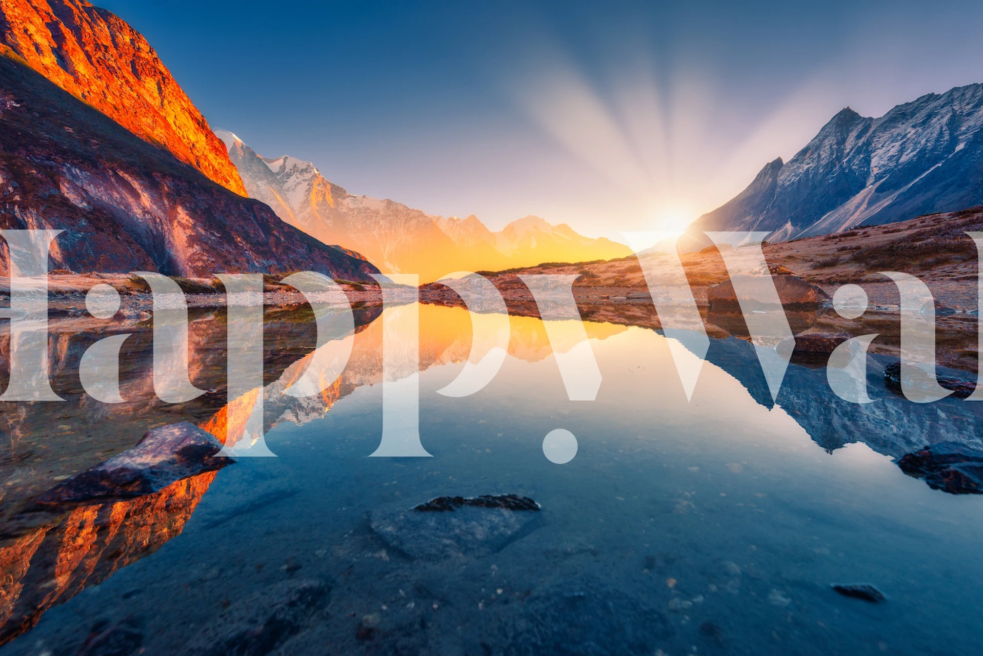 Tapeta Illuminated mountains v pokoji