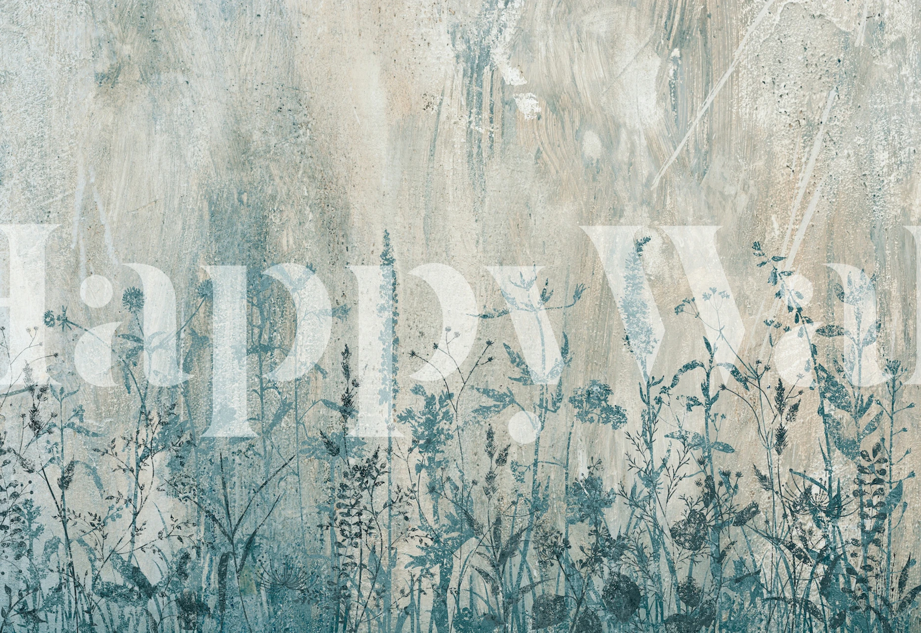 Field flowers grunge Tapete in einem Zimmer