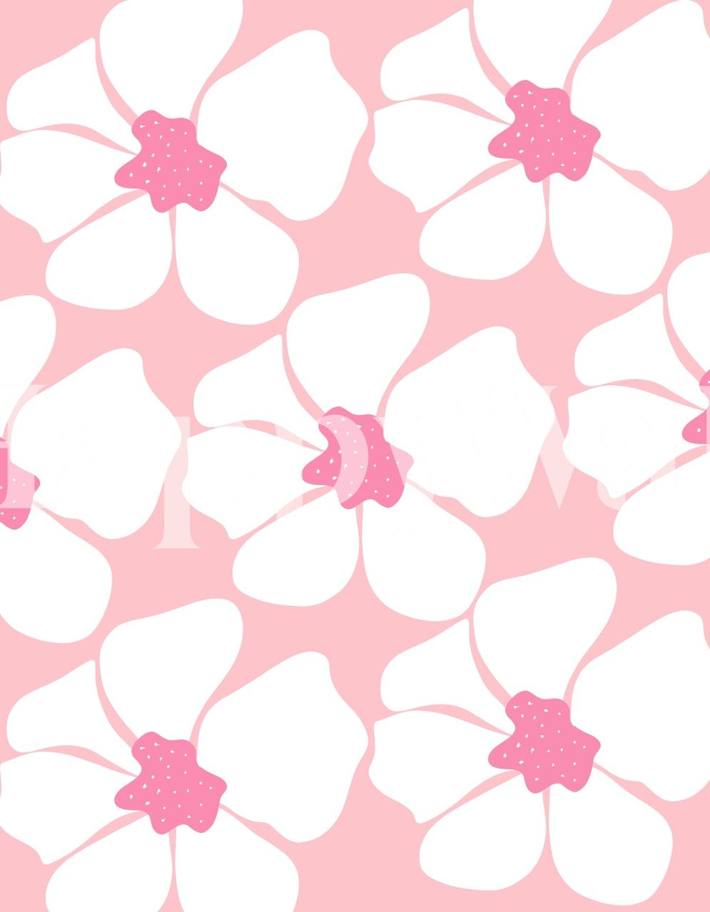 Elegant pink and white abstract floral wall mural with a dash of glam