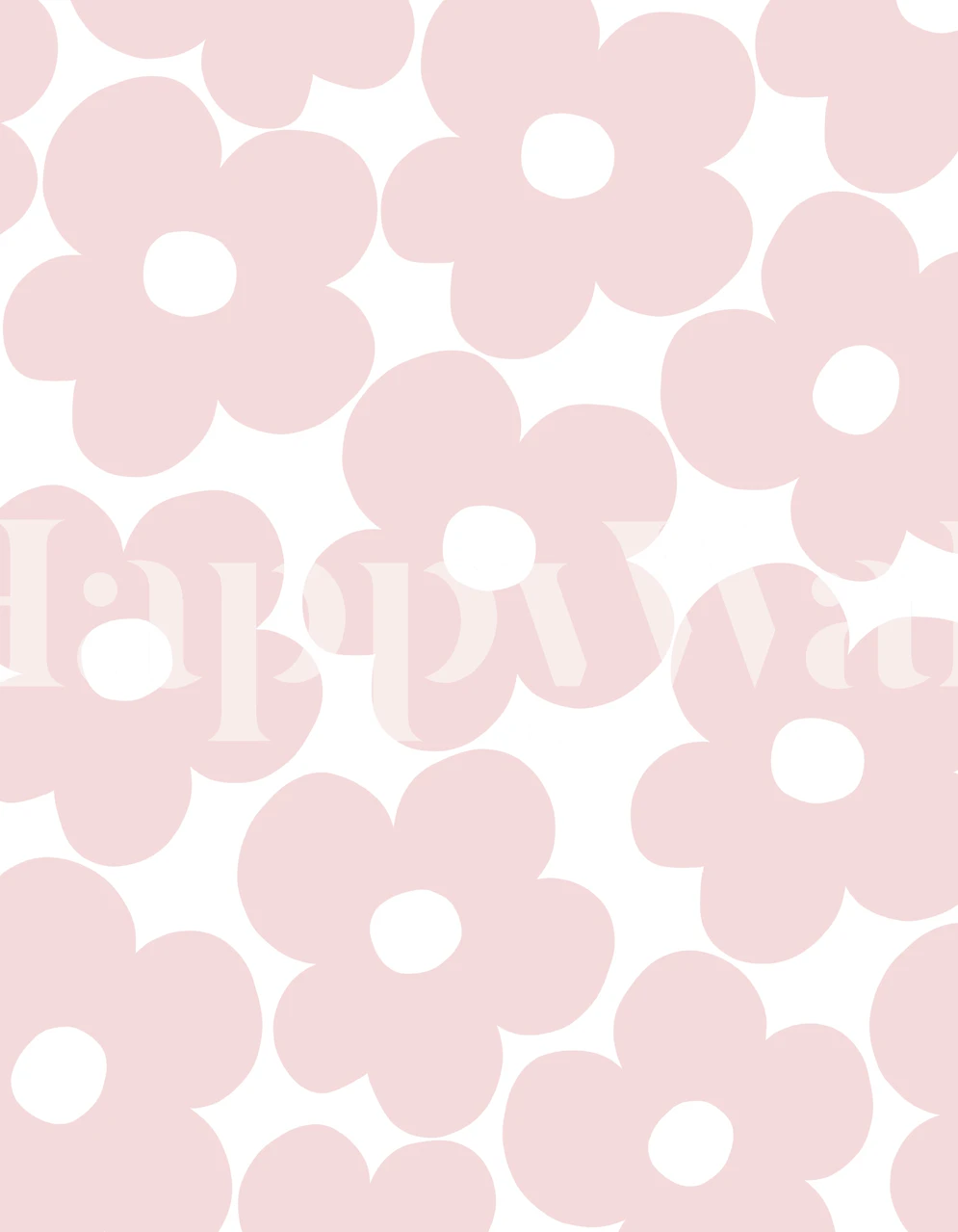 Retro blush pink daisies wall mural on a white background
