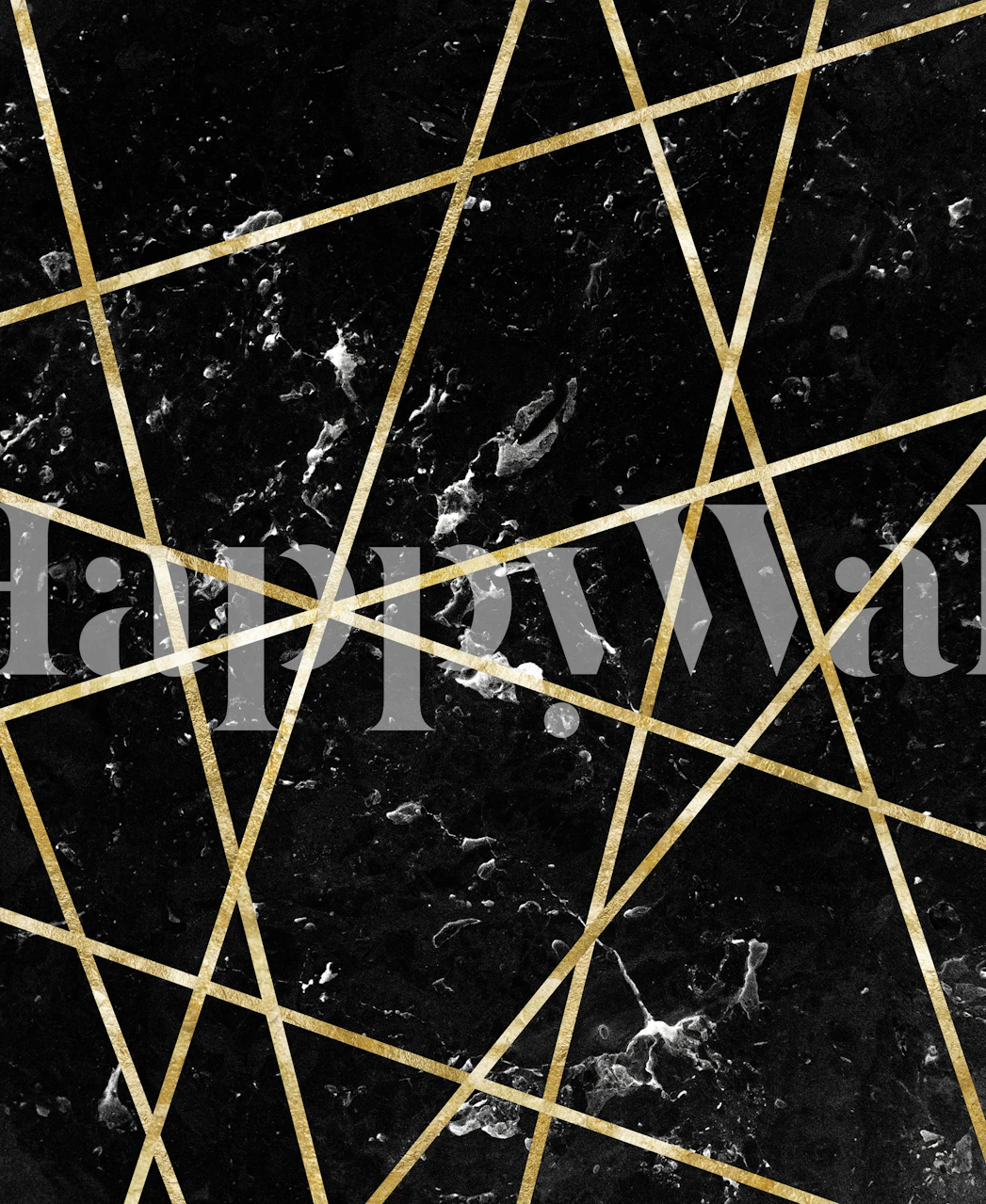 Tapeta Black marble z złotym geometrycznym wzorem