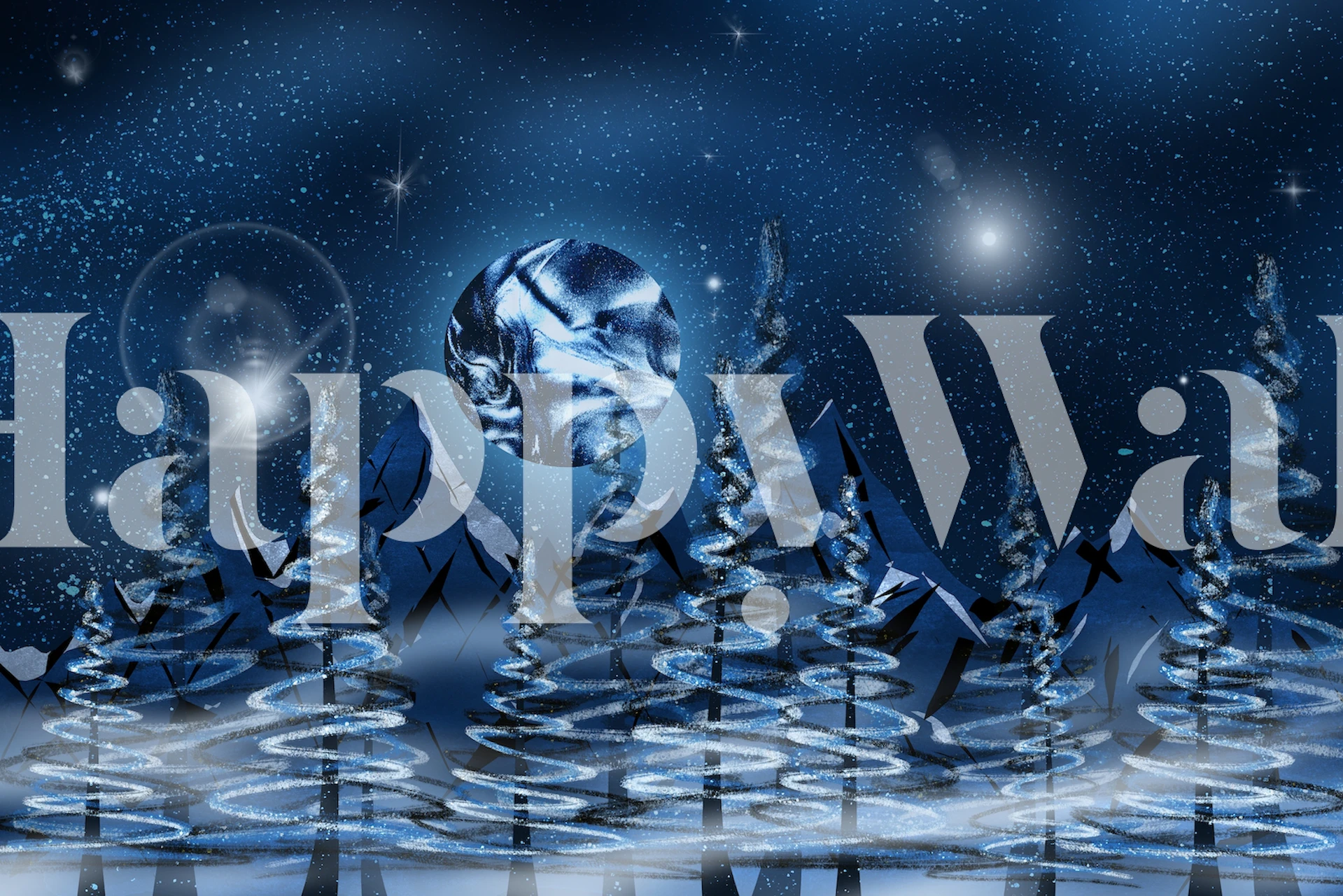 Christmas forest by full moon tapettisuunnittelu