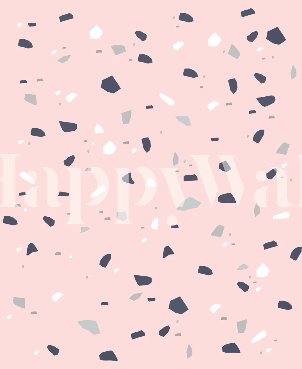 Blush Midnight Navy Terrazzo-tapetti huoneessa