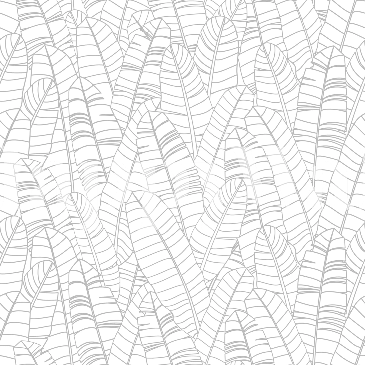 Gray banana leaves pattern wallpaper with detailed lines