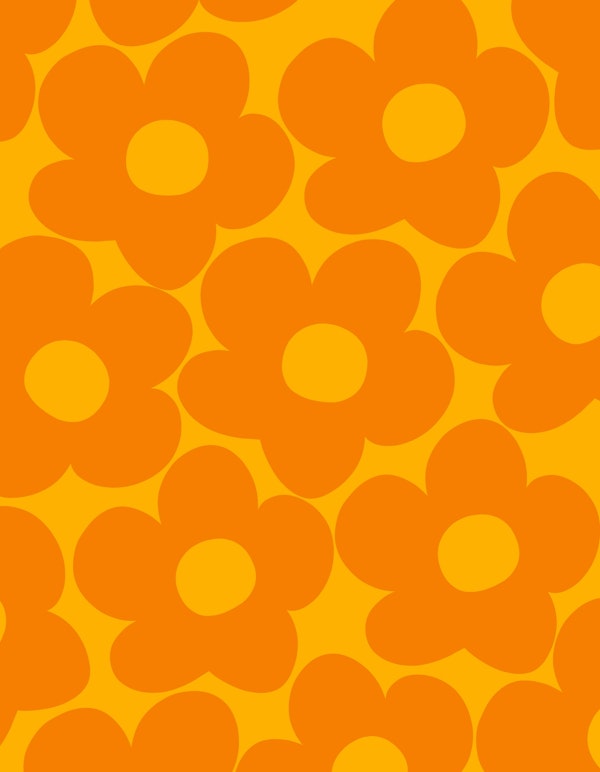 Orange Yellow Retro Daisies 1