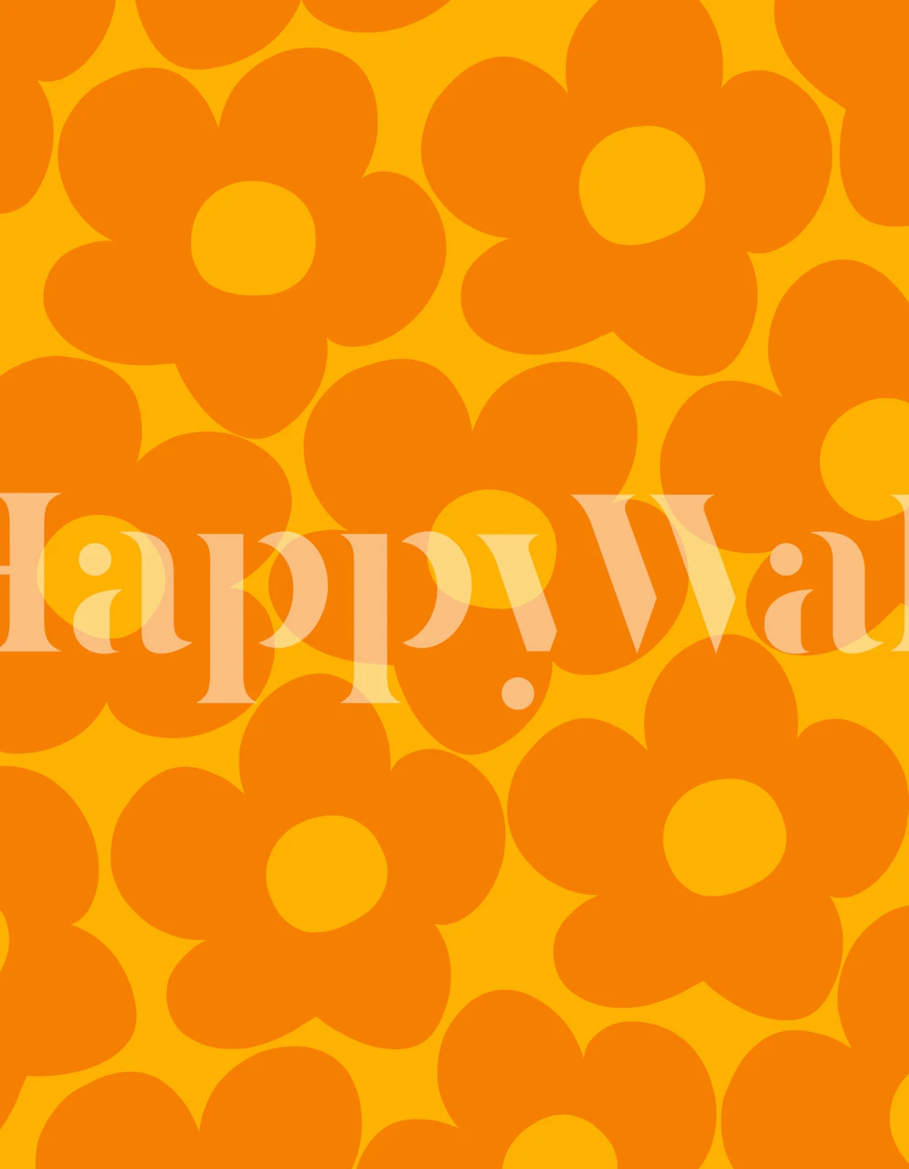 Orange Yellow Retro Daisies wanddecoratie ontwerp