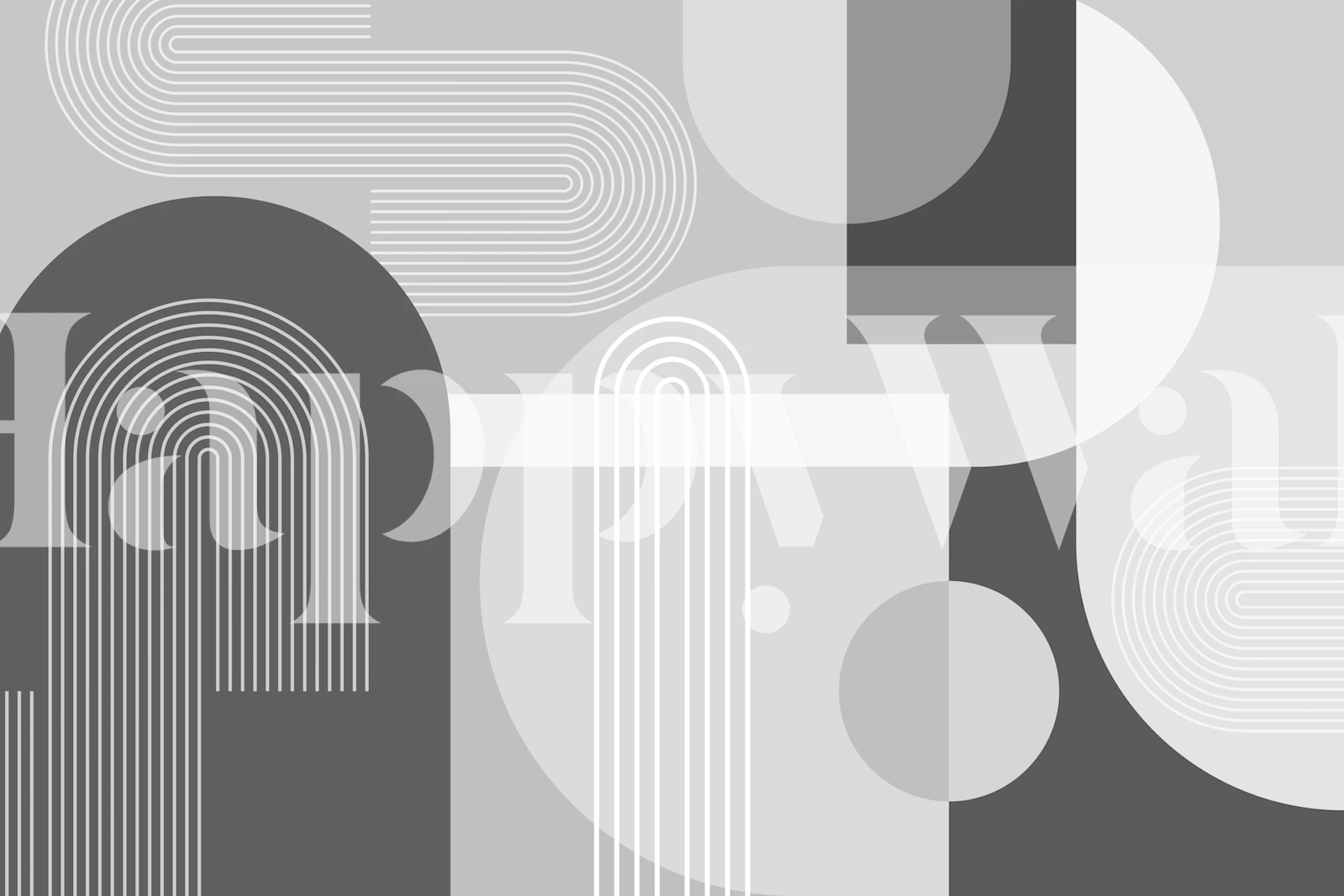 Geometric grey arches and circles pattern wallpaper