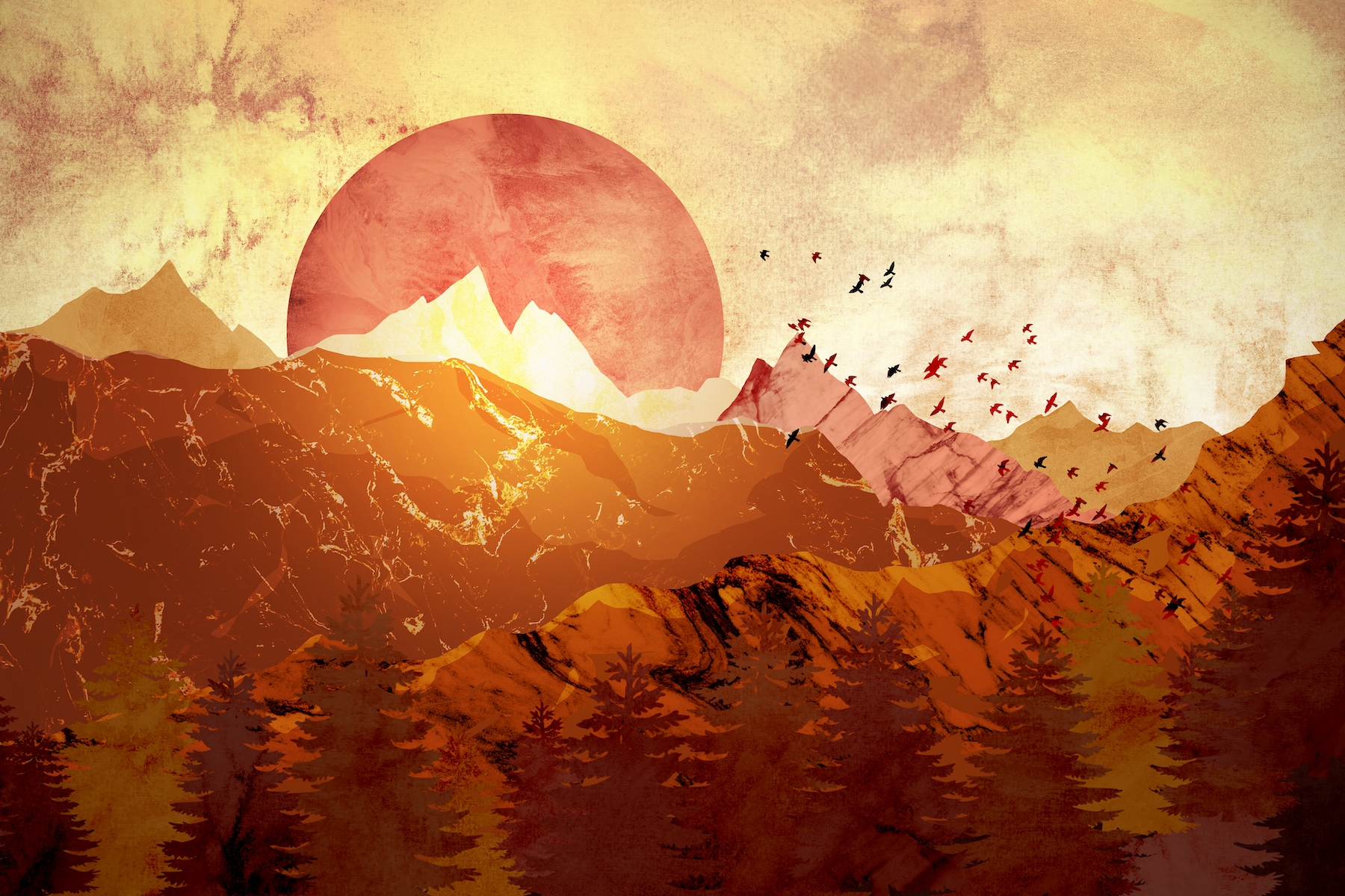 Shop Golden Mountains by Red Sunset Wallpaper | Happywall