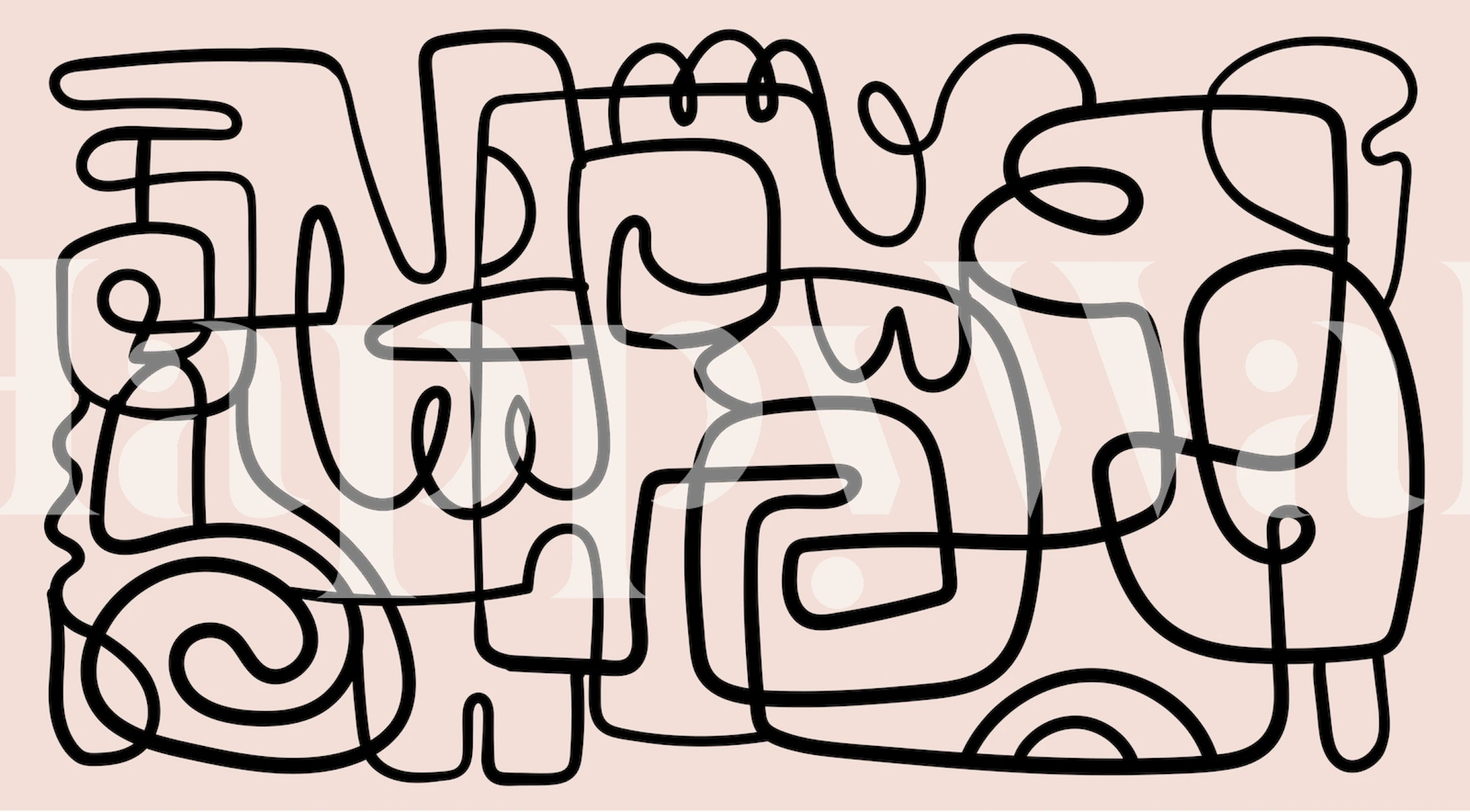 Abstrakt boho linjer veggmaleri i nøytrale toner