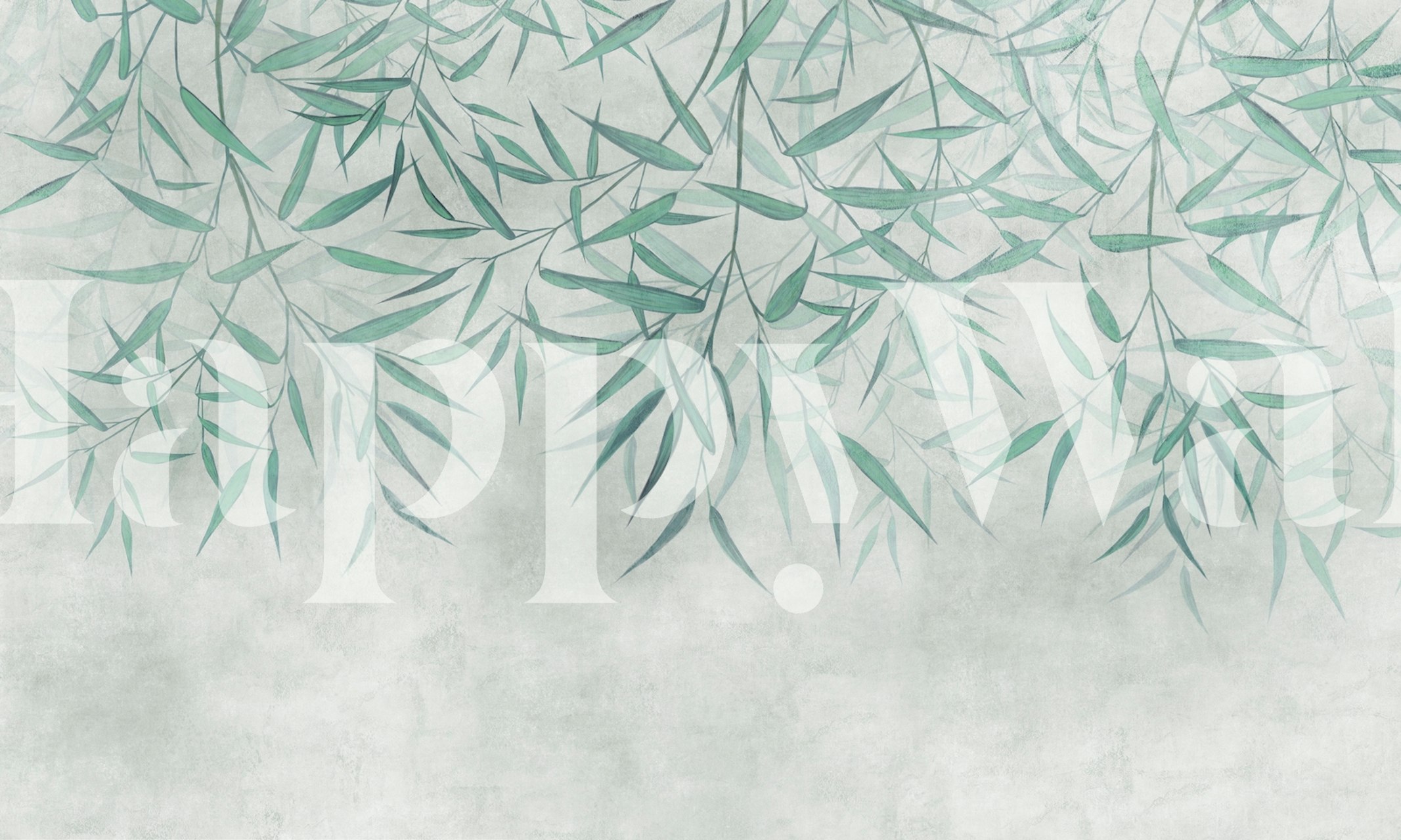 Bamboo leaves in gentle green tones on a soft background wallpaper