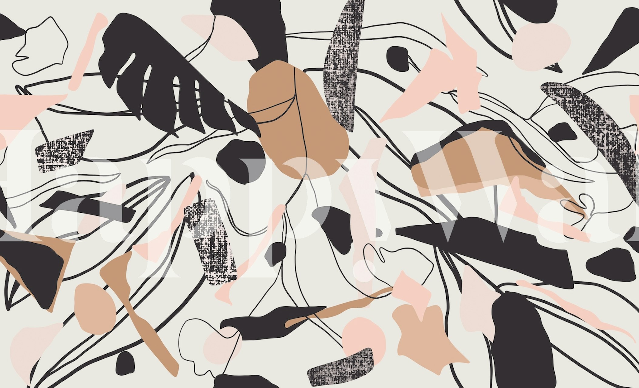 Papel de parede Modern abstract paint strokes exibido em um quarto