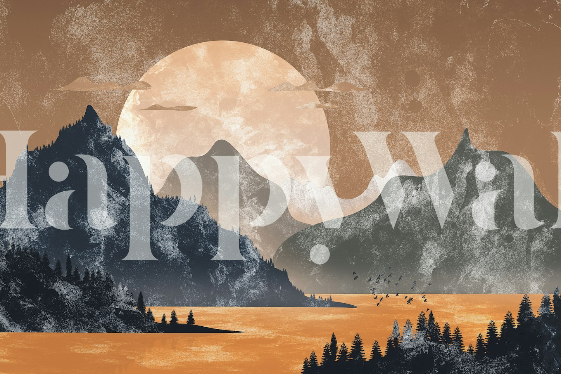 Papel tapiz Gray mountains en un ambiente de habitación