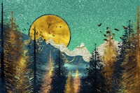 The blue golden mountains tapetit