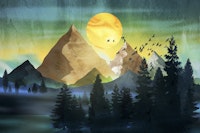 Birds Over the Hot Mountains tapet