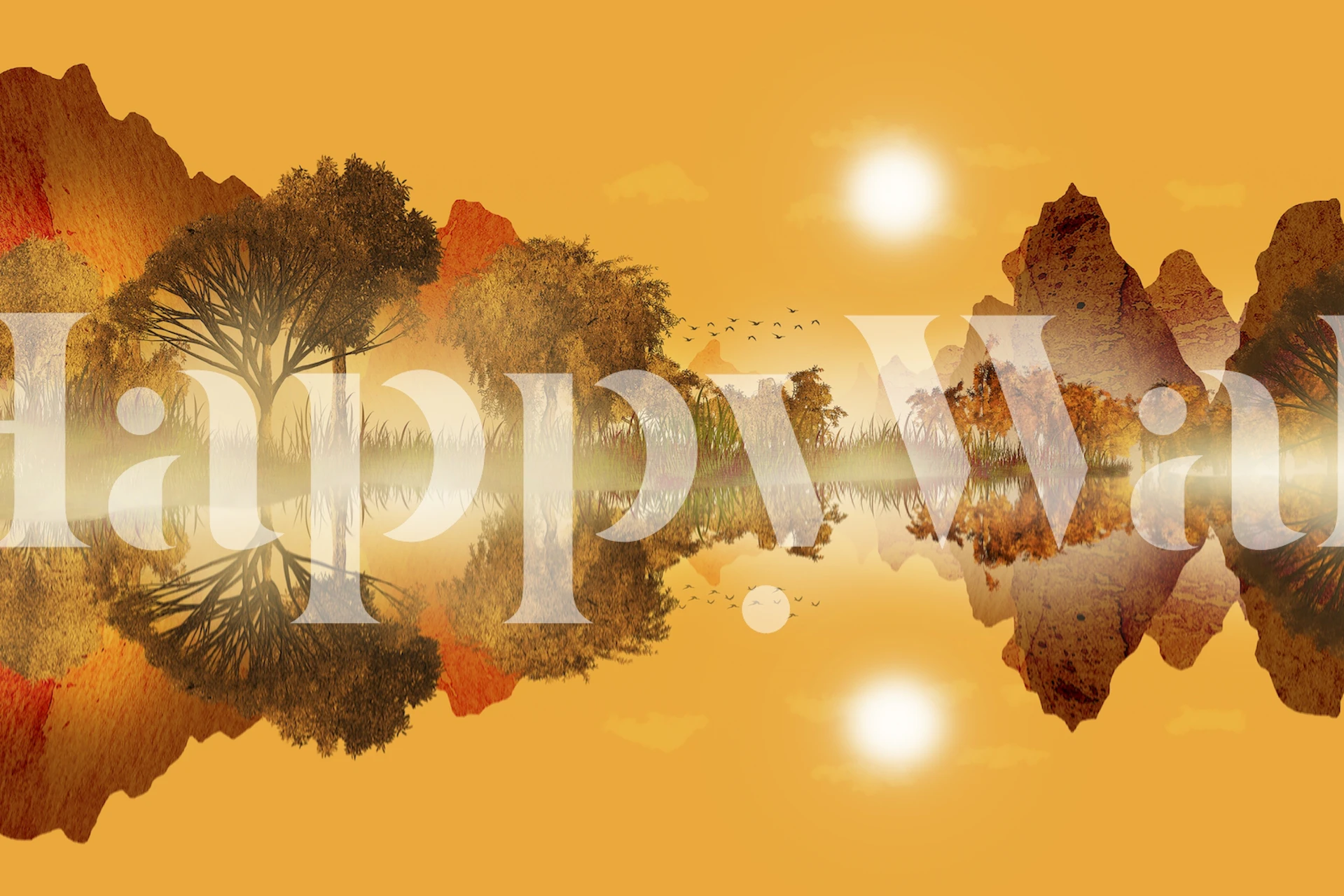 Exotic Lake wallpaper in a room