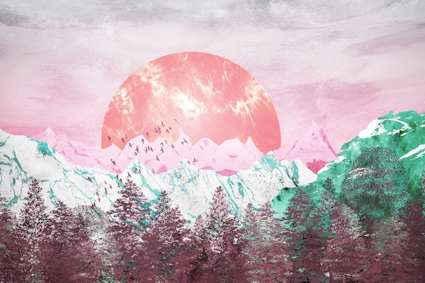 Pink snow mountains
