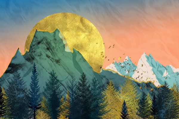 Snow in the golden mountains