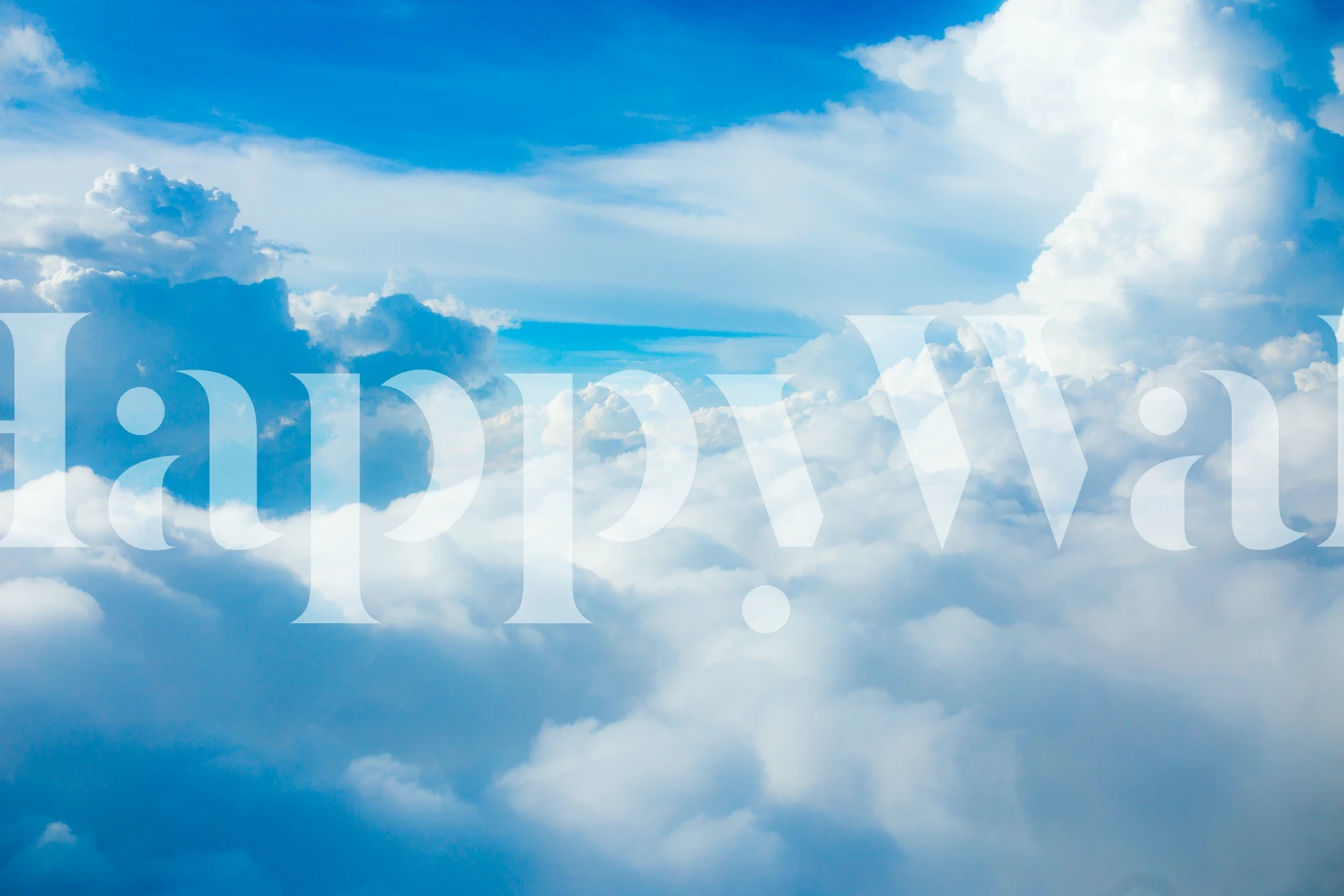 Blue sky with fluffy white clouds wallpaper