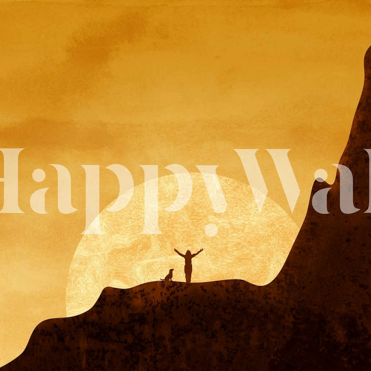 Carta da parati di Woman and her dog