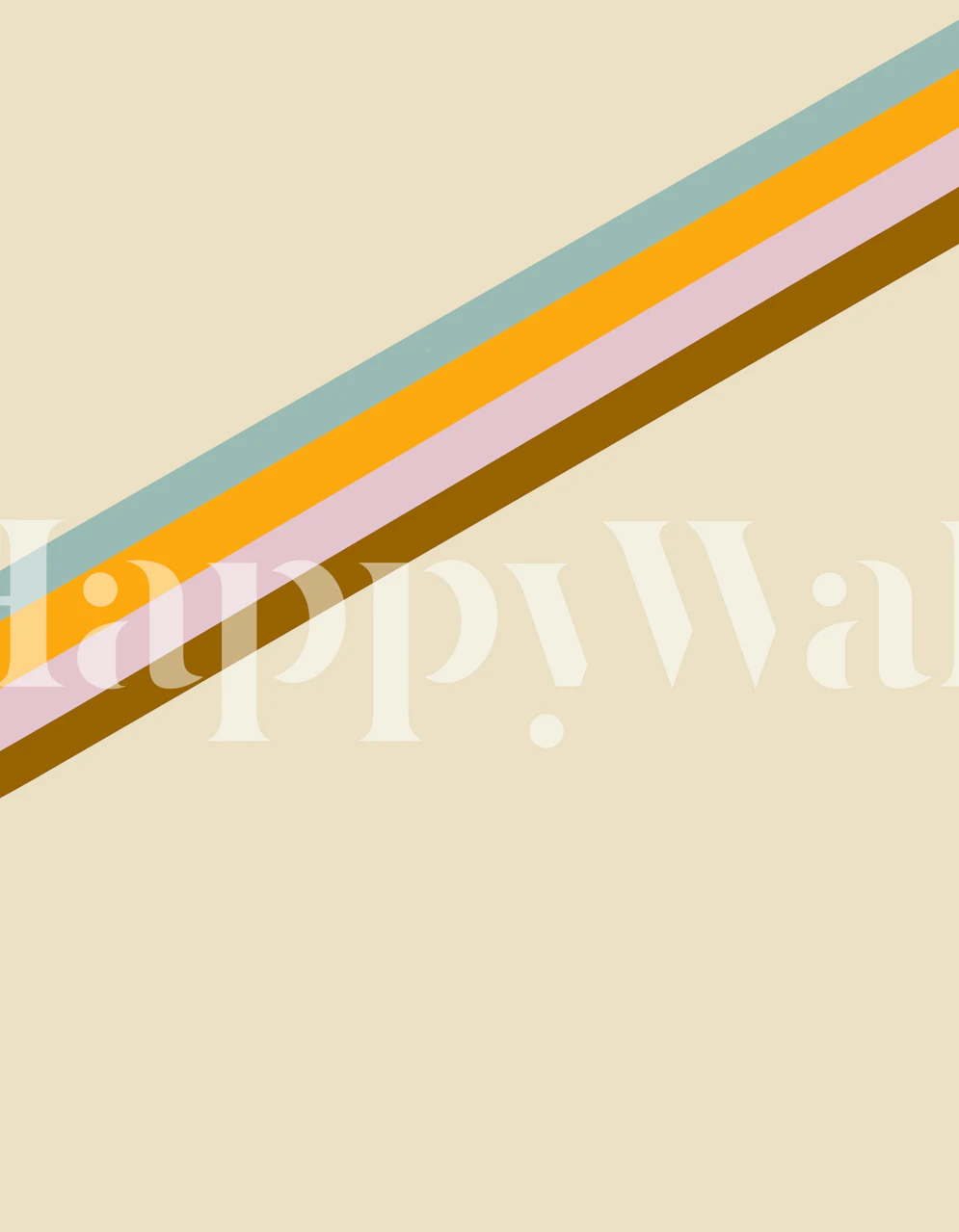 Minimal 70s retro stripes wall mural in beige, muted yellow, and pastel blue