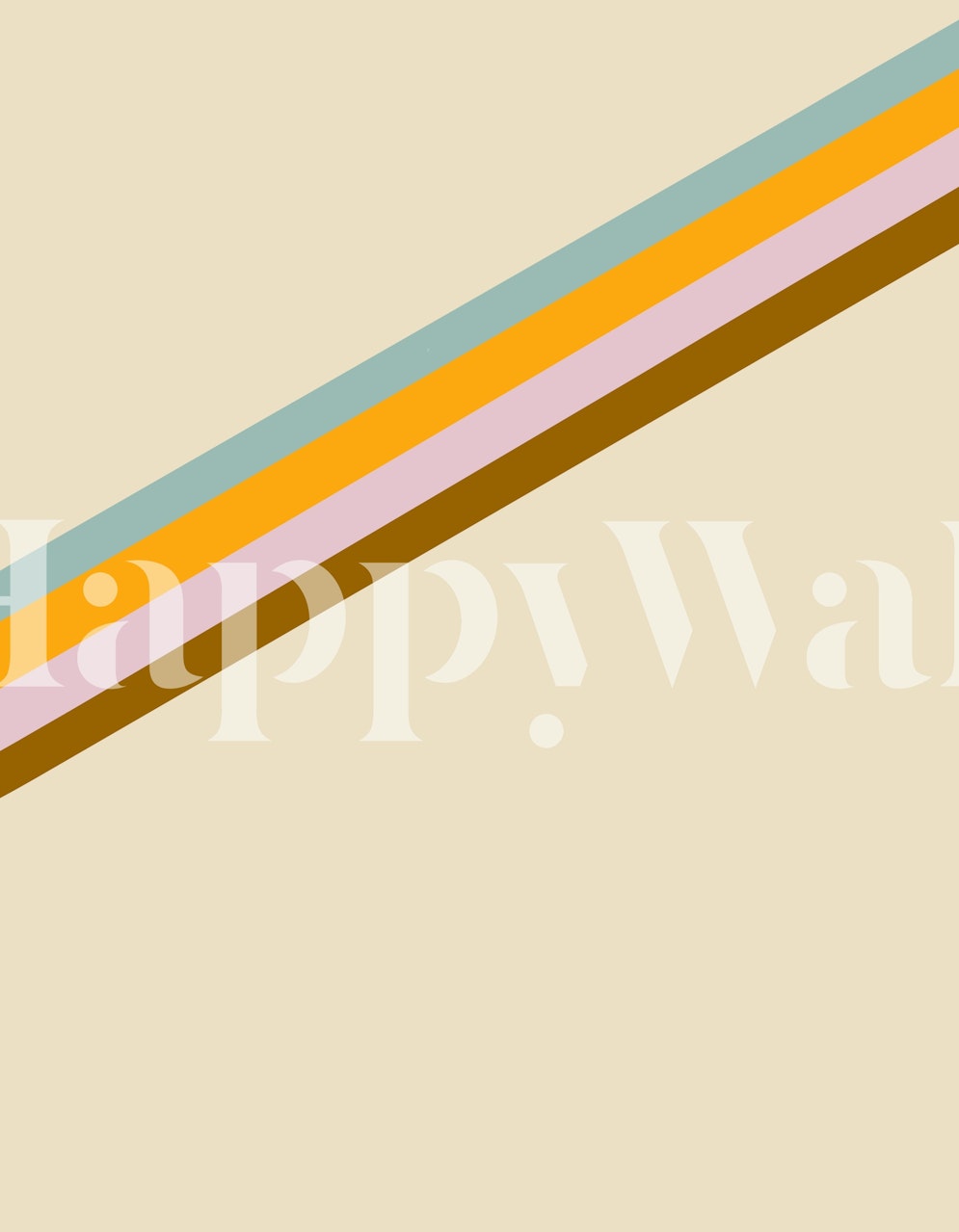 Minimal 70s retro stripes wall mural in beige, muted yellow, and pastel blue