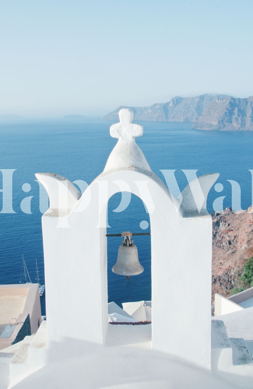 Santorini Island Bliss 1 wallpaper in a room