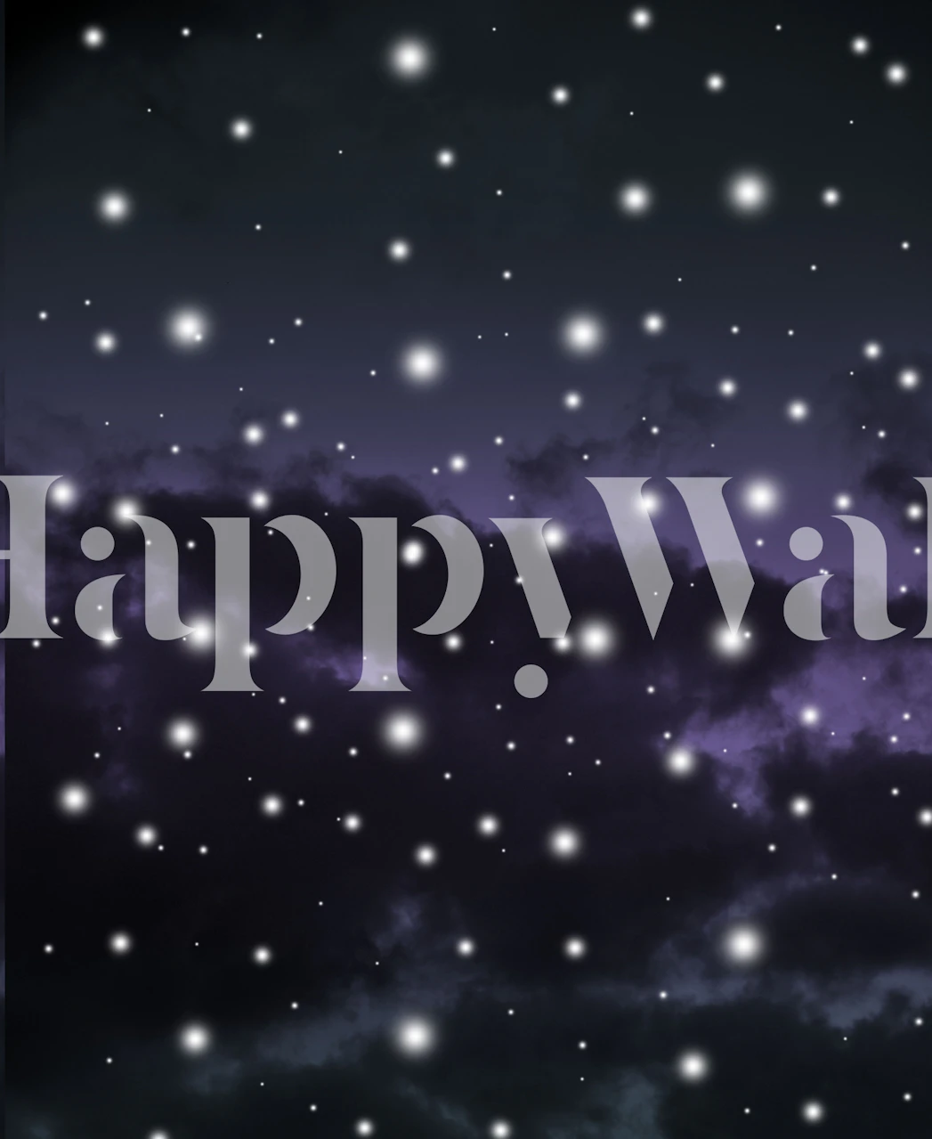 Starry night sky with purple and blue clouds wallpaper