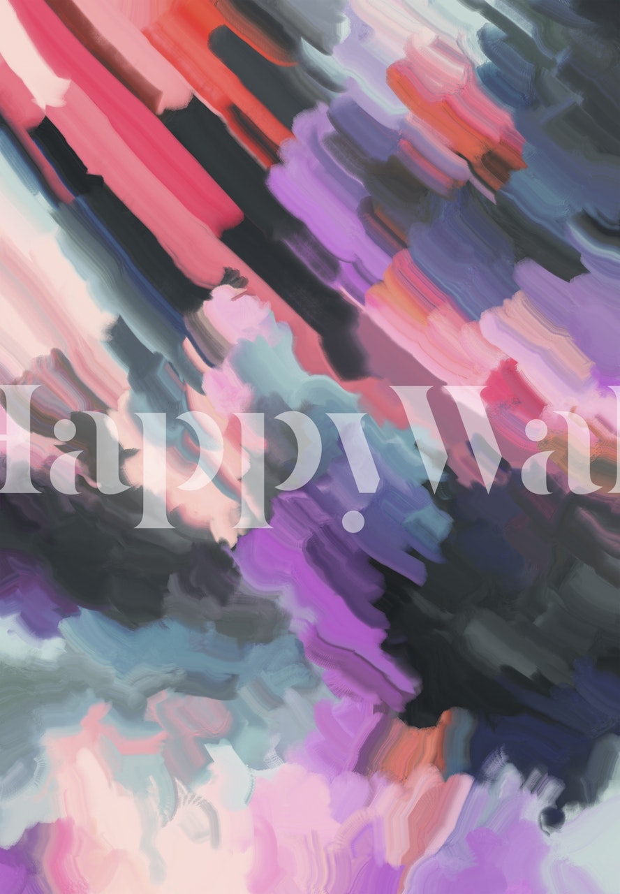 Colorful modern paintstrokes wallpaper in a room