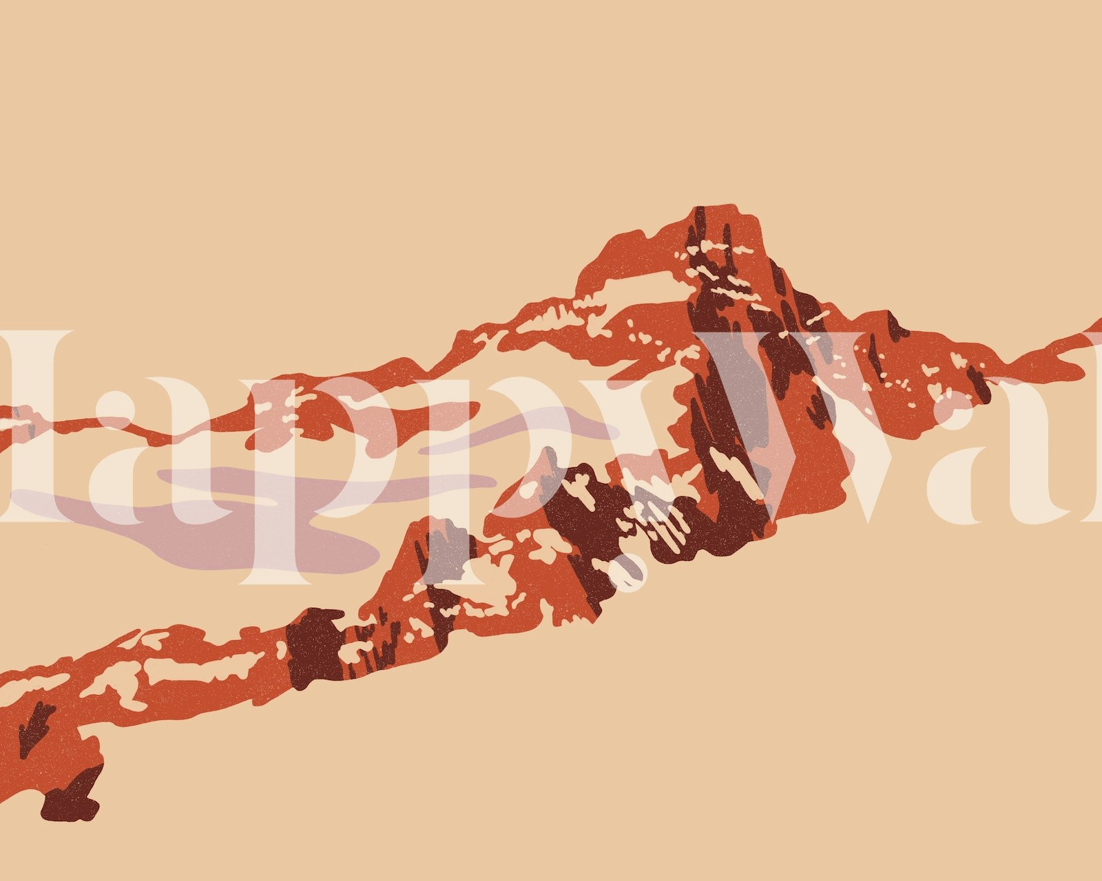 Pink Mountain Ridge-tapet i ett modernt rum