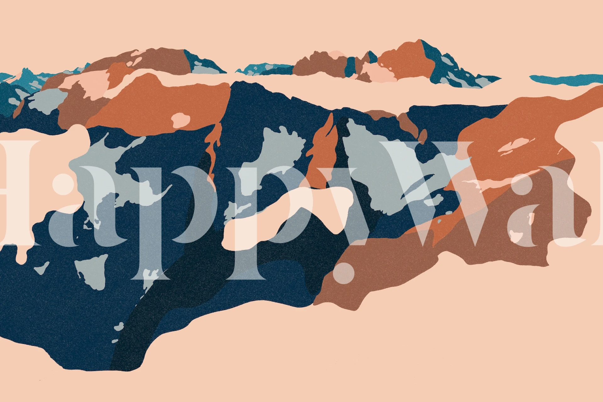 Abstract mountain landscape in earthy tones wallpaper