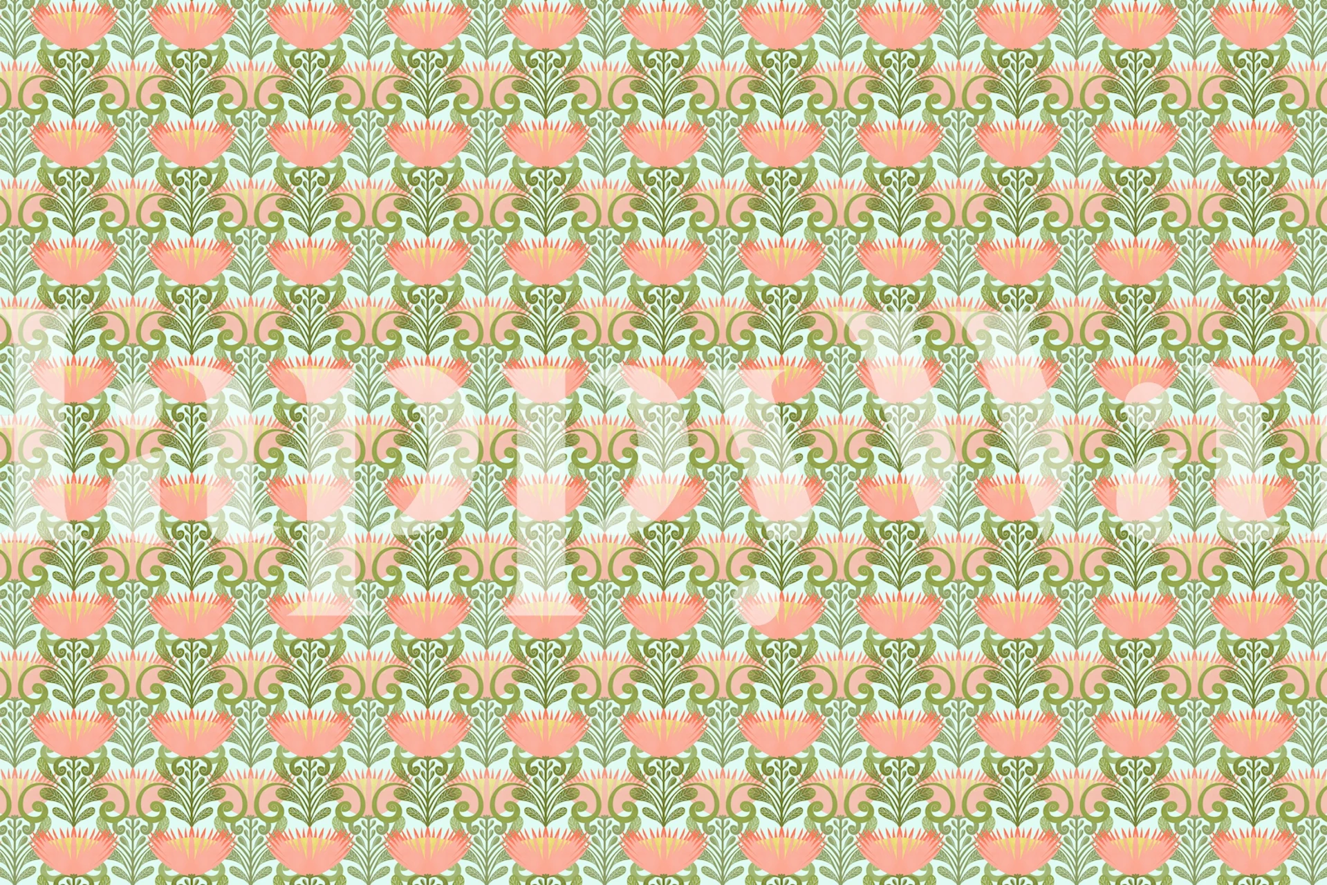 Pink protea flowers on blue background floral wallpaper