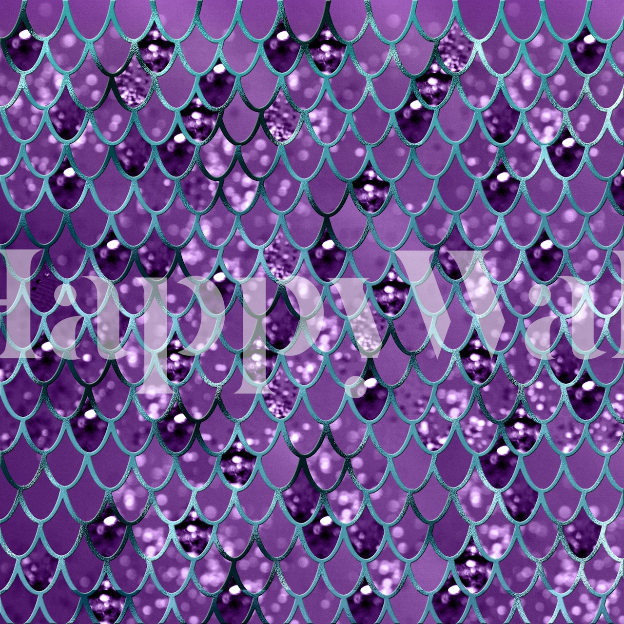 Purple teal mermaid scales in een kamer