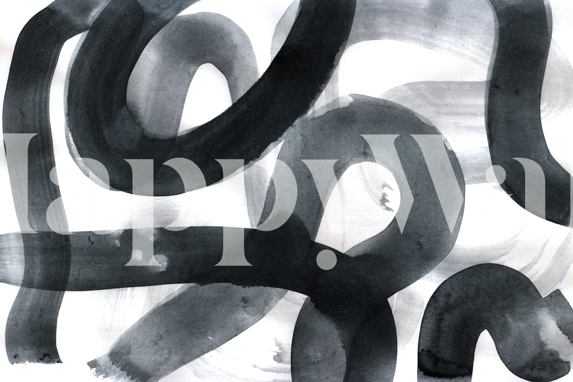 Tapeta Black ink brushstrokes u sobi