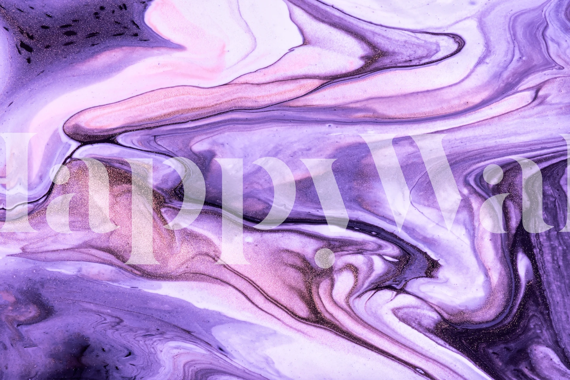 Papier peint abstrait en marbre violet avec des tourbillons lilas, prune et beige