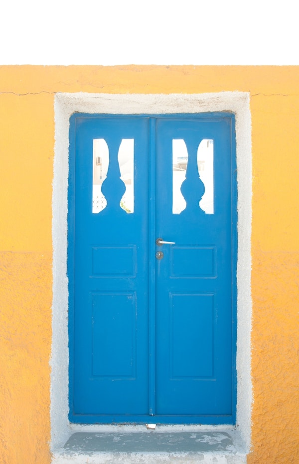 Yellow Blue Door Santorini 1