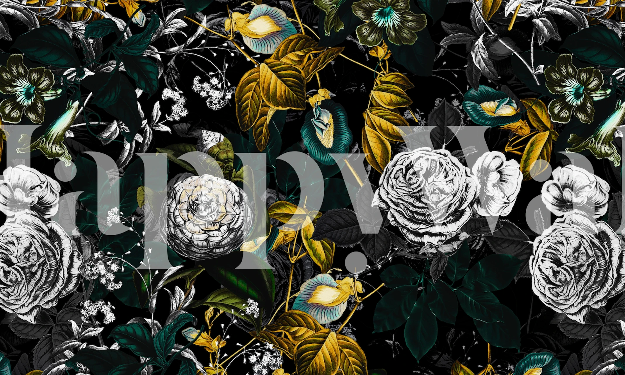 Exotic Garden - night floral wallpaper design