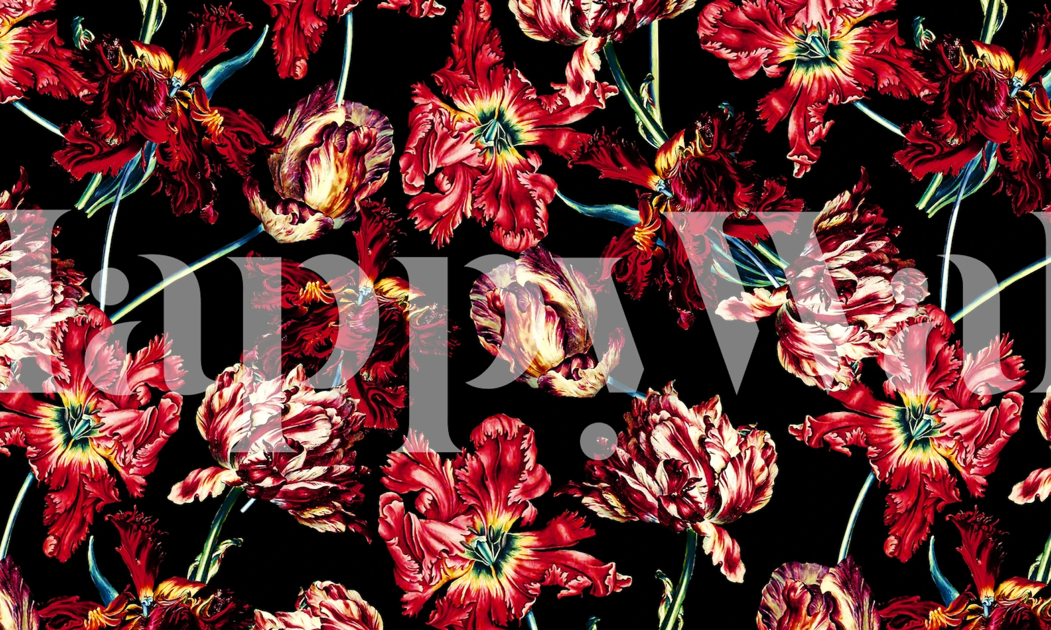 Floral wallpaper design in a room