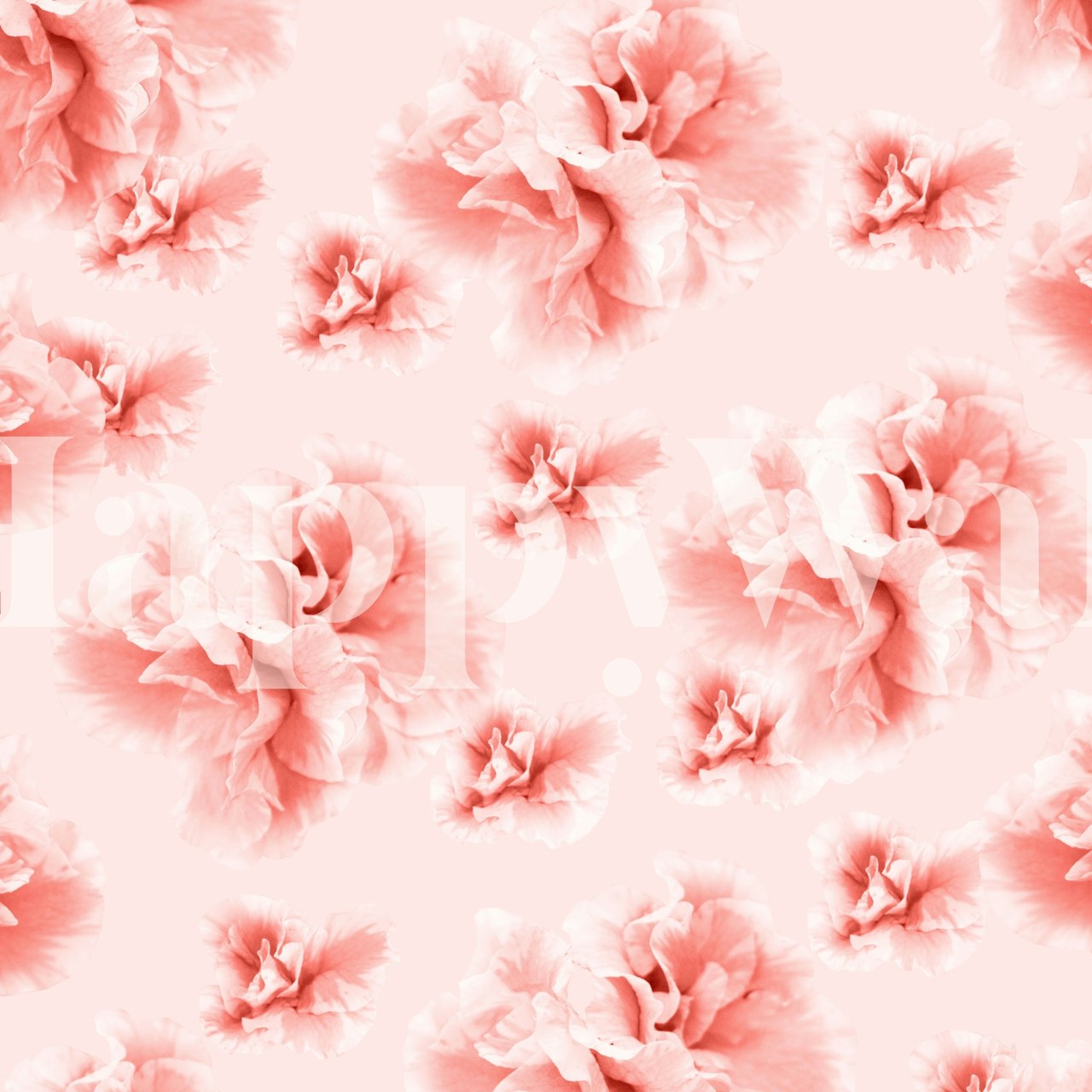 Coral pink azalea flowers pattern on soft pink background wallpaper