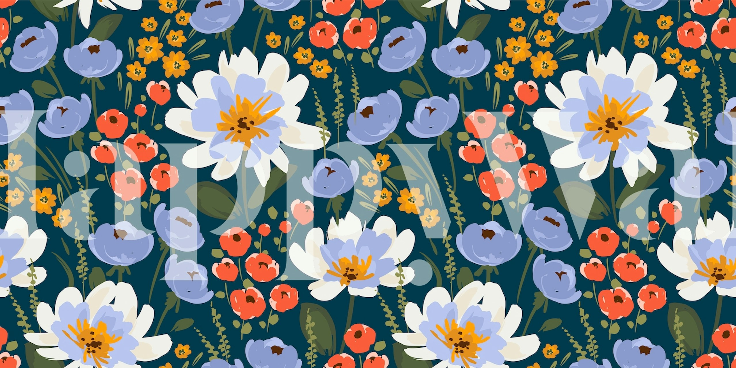 Σχεδίαση ταπετσαρίας Floral beauty σε ένα δωμάτιο