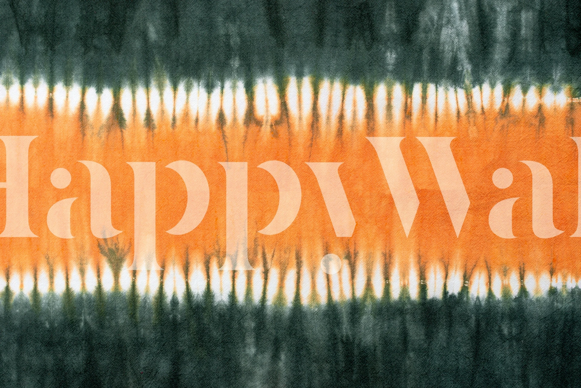 Green and orange tie dye pattern wallpaper with vertical stripes.